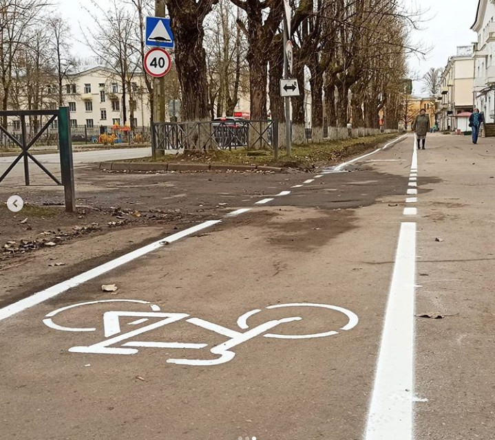 В Волхове появилась разметка для велосипедистов